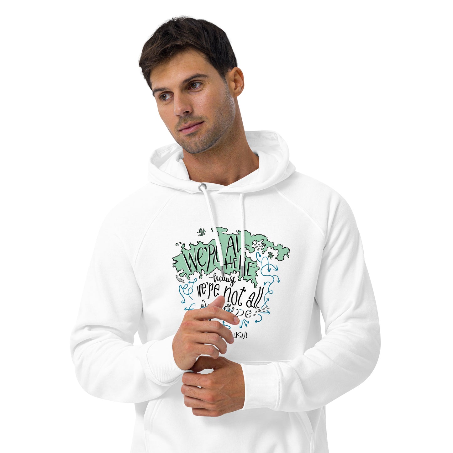 Unisex Ocean Currents eco raglan hoodie - 100% Cotton