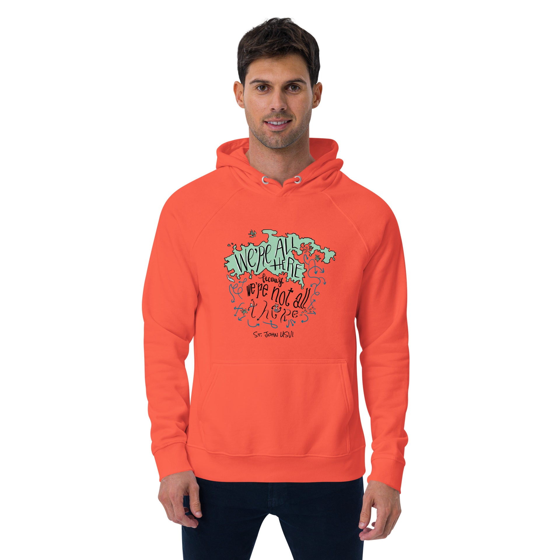 Unisex Ocean Currents eco raglan hoodie 100% Cotton